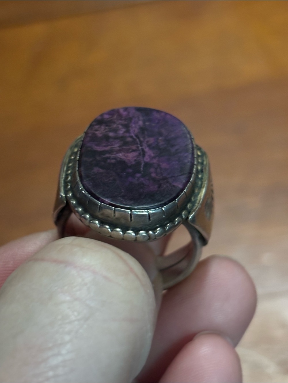 Vintage Native American dark purple sugilite natural stone sterling silver rare